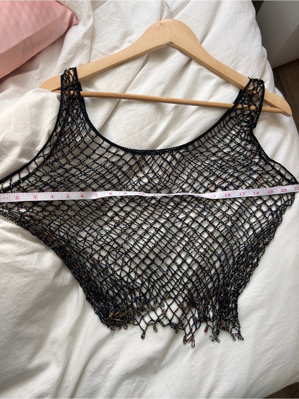 Vintage Black Beaded Crochet Mesh Tank Top Y2K Whimsigoth - Picture 11 of 11